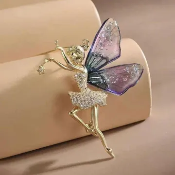 Trendy Butterfly Dancing Girl Hijab Brooch/Pin